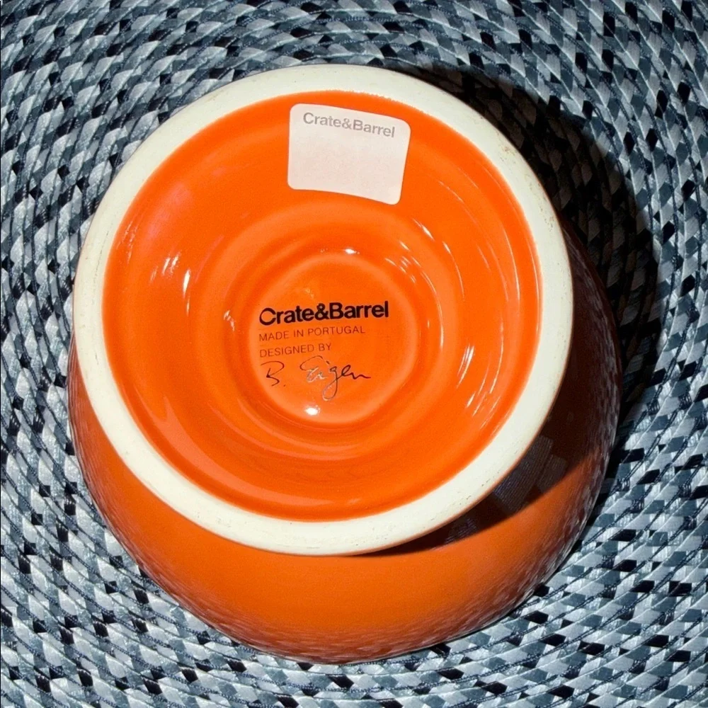 Crate&Barrel Small Vibrant Orange Footed Bowl